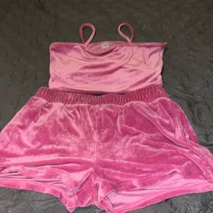 Pink velvet two piece